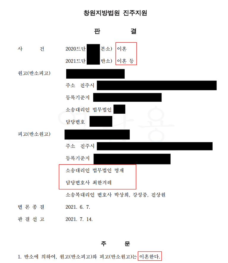 진주 이혼소송 유책배우자의 이혼소송에 반소해서 승소한 사례