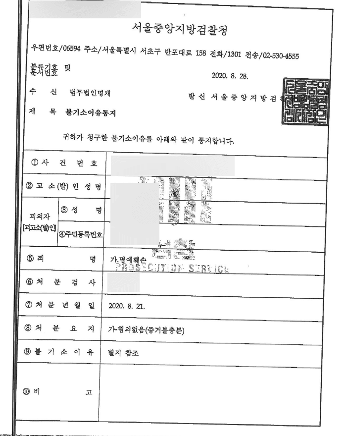 대학교 동아리 명예훼손 무혐의 처분