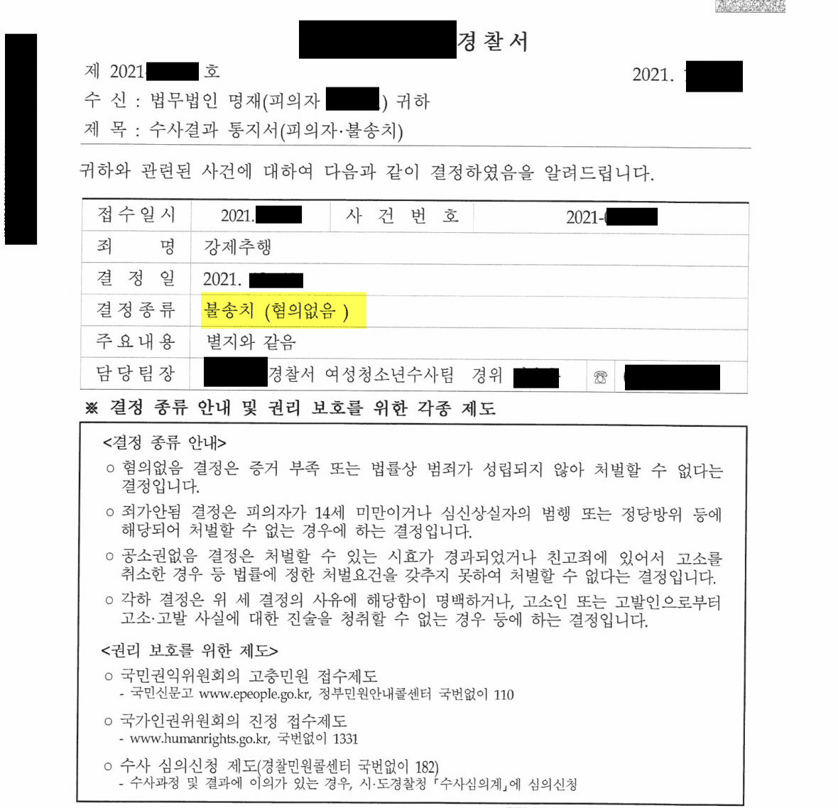 폭행과 강제추행 현행범 체포, 불송치(혐의없음)으로 끝난 사건!
